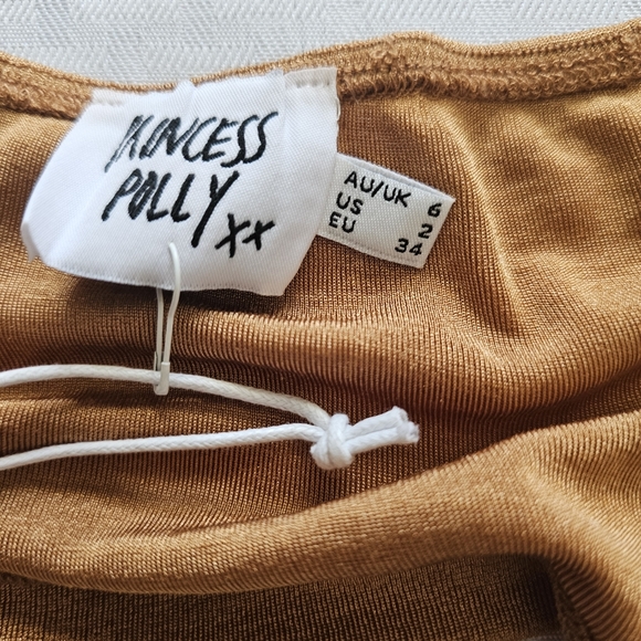 Princess Polly Monroe Brown Halter Cowl Neck Ring Crop Top NWT Size US 2 - Picture 2 of 3